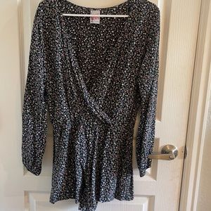 Navy and floral romper.